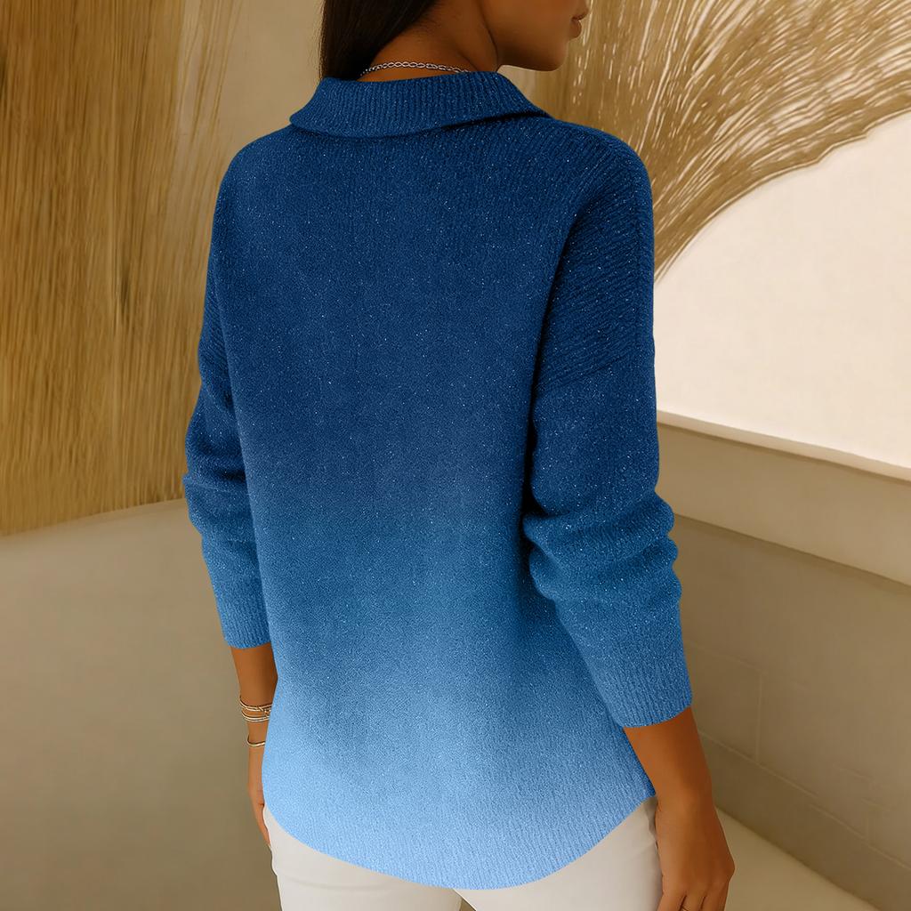Damen Pailletten Strick Casual Pullover Tops Mode Langarm Pullover