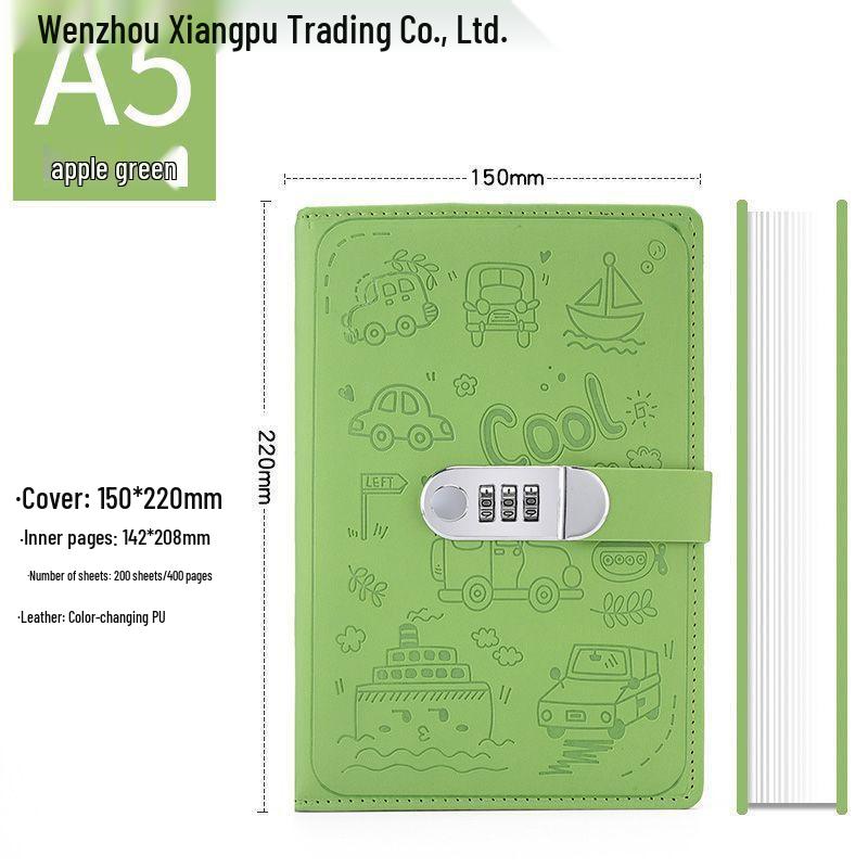 Cartoon Student Password Diary with Lock – Thick Stationery Notebook Planner