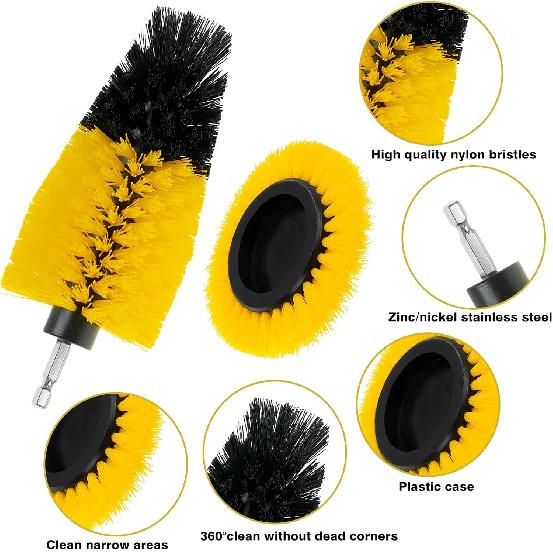 8 Pcs Drill Brush Attachment Set, Power Cleaning Scrub Brush Kit With Extend Long Attachment, All Purpose Drill Scrub Brushes For Car, Grout, Floor,