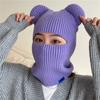 Cappello Pullover di Lana Autunno e Inverno Bambini Orecchie d'Orso Cappello Termico a Maglia Copricapo Antivento per Equitazione all'Aperto Sciarpa Integrata