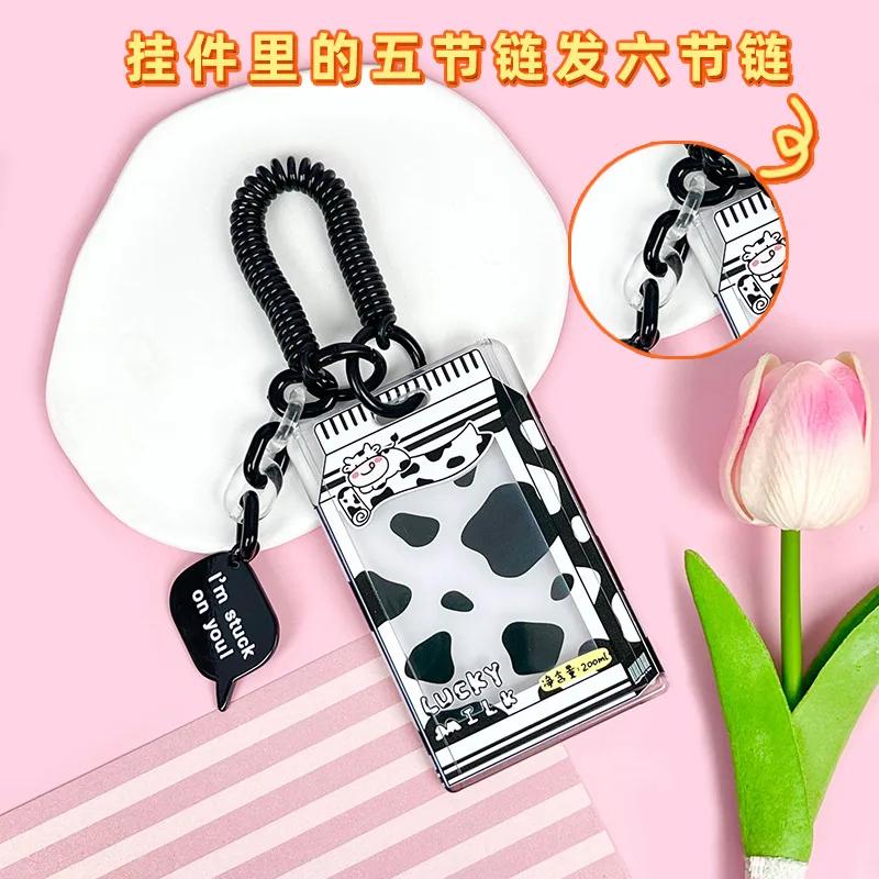 Student Fun Transparent Card Covers Spring Rope Cartoon Meal Card Case Game Cards Protection Covers Lanyard Credit Card Holder