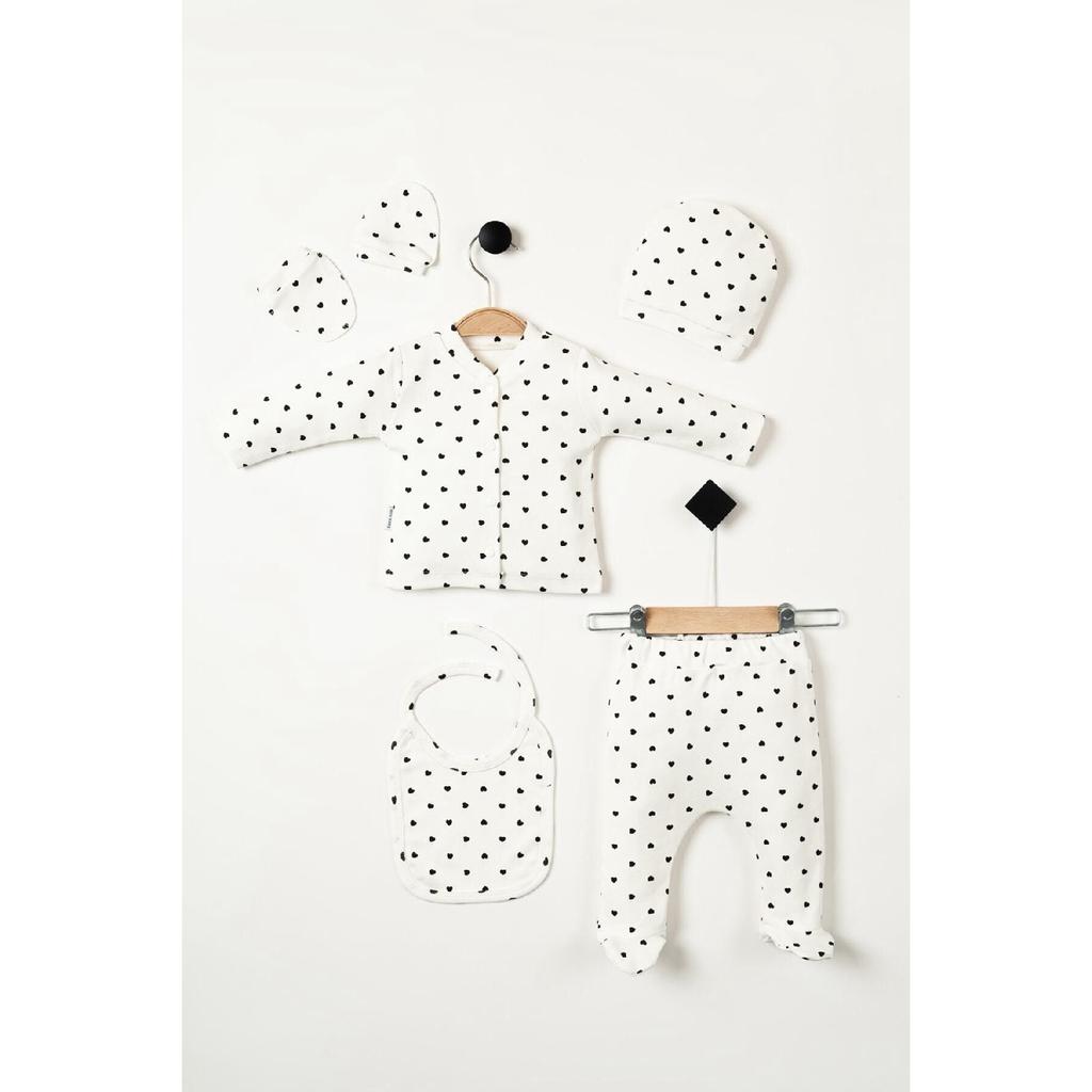 Seturi de descărcare pentru spitalul de inimă, din bumbac pieptănat, 5 piese, haine pentru nou-născut - Ambalat cadou