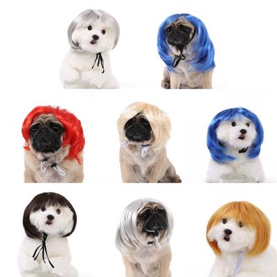 Pet Supplies Colorful Bob Hair Wigs Hat Hairpiece for Dress/Christmas Present Dropship