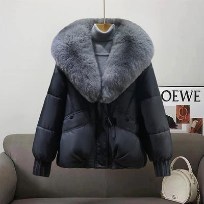 Inverno novo gola grande de pele roupas de algodão roupas de algodão com enchimento de plumas jaqueta curta feminina espessa anti-pele jaqueta protetora pequena