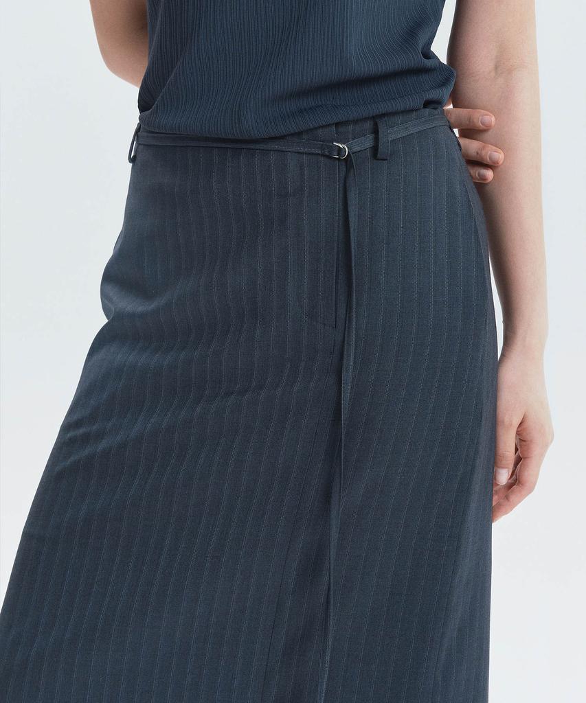 Ihr Classic Striped Belted Skirt / Charcoal