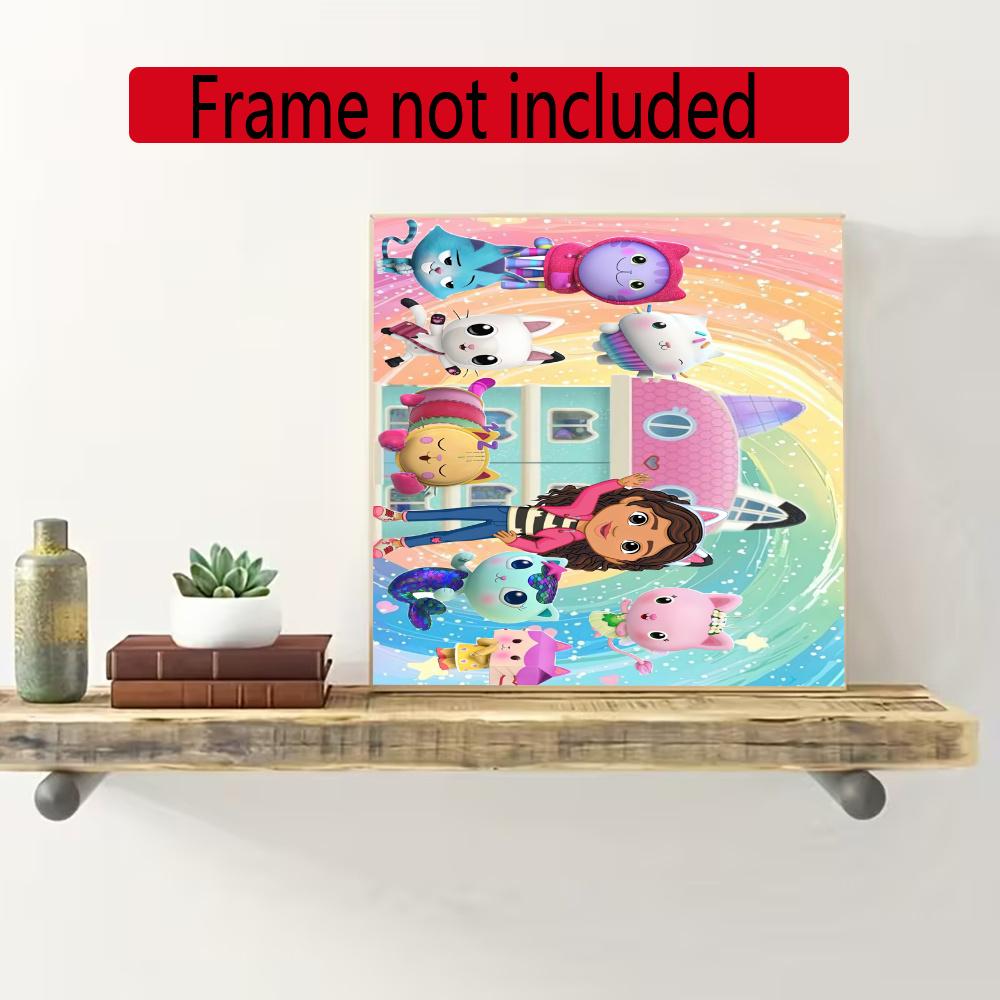Cartoon Cute Gabbys Diamond Painting Round Diamond Mosaic Rhinestones Diamond Embroidery Craft Kit Wall Decor Without Frame