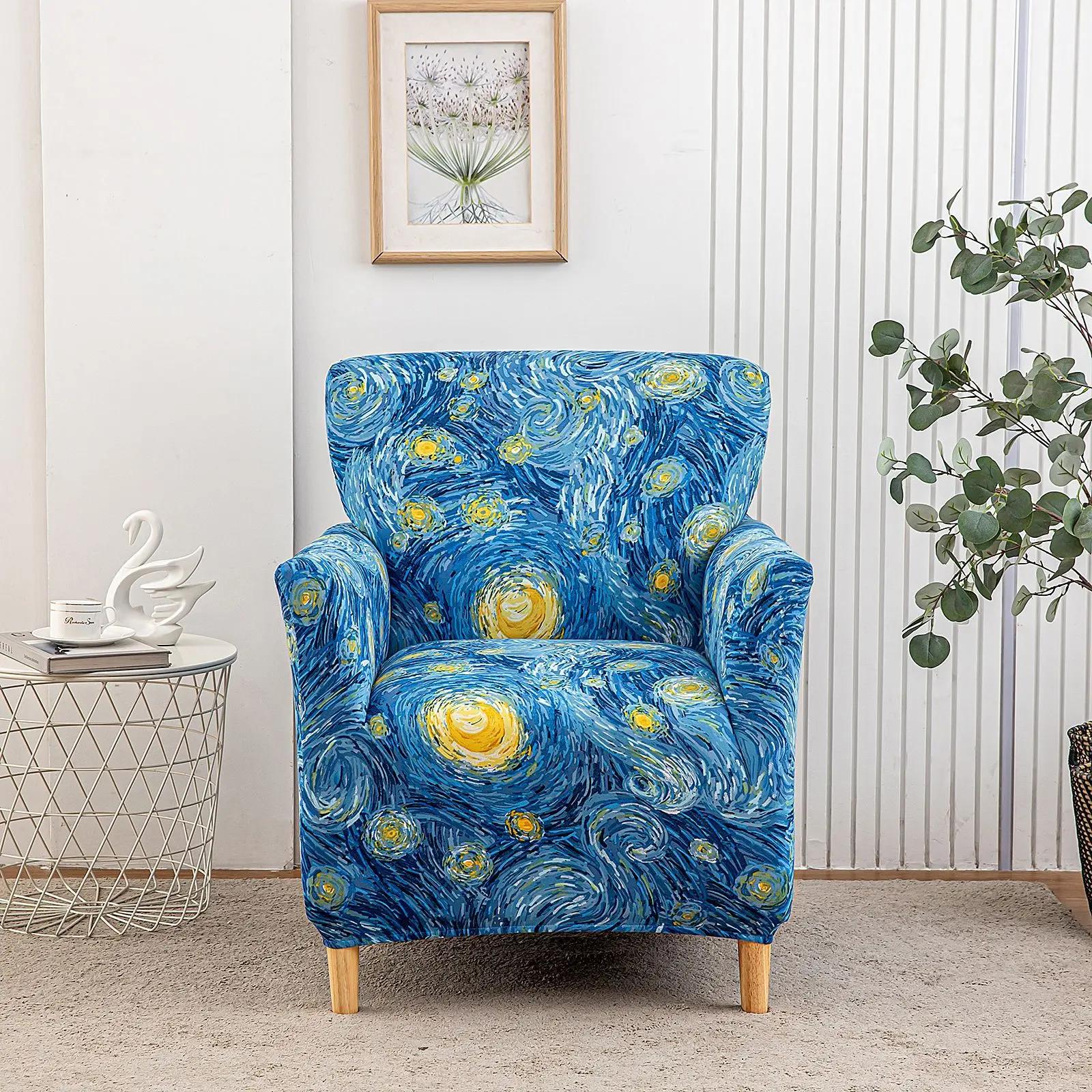 1шт эластичный чехол для дивана в клубе чехлы для кресел с цветочным принтом спандекс эластичный чехол для гостиной односпальный диван чехол для учебы барной стойки дома 2198₽