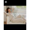 2024 Summer Hard Work Satin Square Collar Pajamas Pajama Pants Polka Dot Living Clothes Rayon Long Sleeve Trousers Home Clothes Set Women
