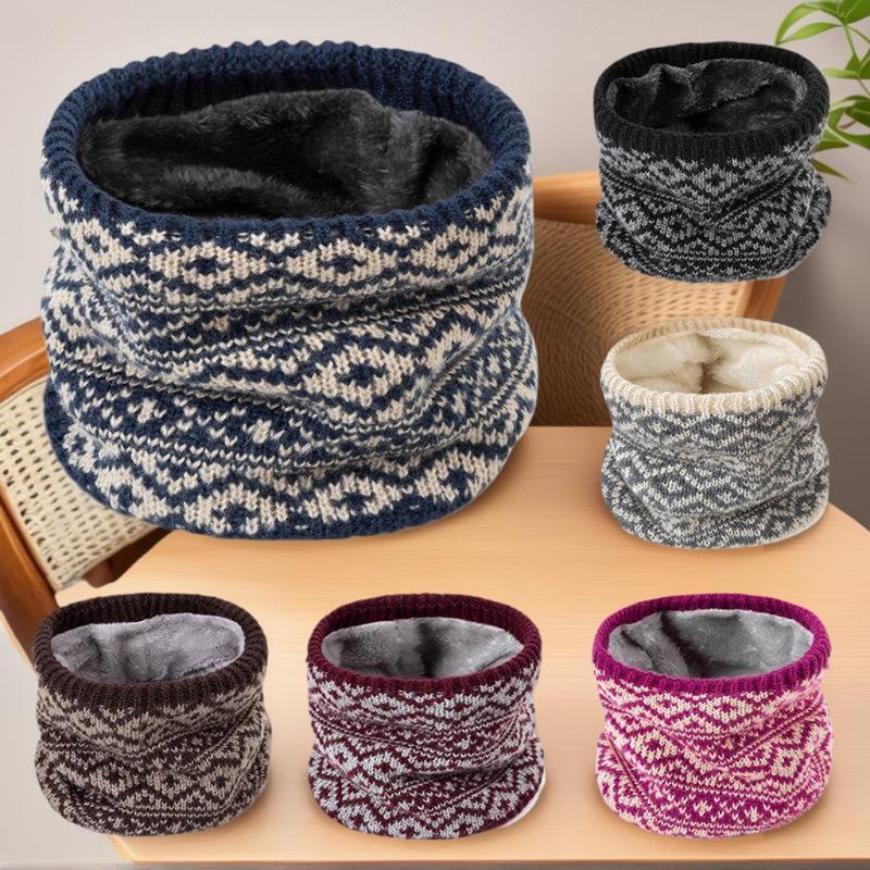 Unisex Winter Scarf Neck Warmer Thickened Fleece Outdoor Cycling Face Mask Versatile Knitted Neck Protection Overhead Scarf