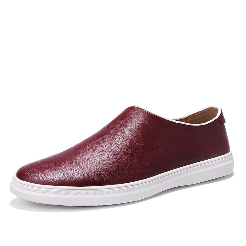 

Британские мужские модные туфли, минималистичные новые мужские повседневные туфли из натуральной кожи, удобные низкие мокасины с мягкой подошвой 44 вино красного