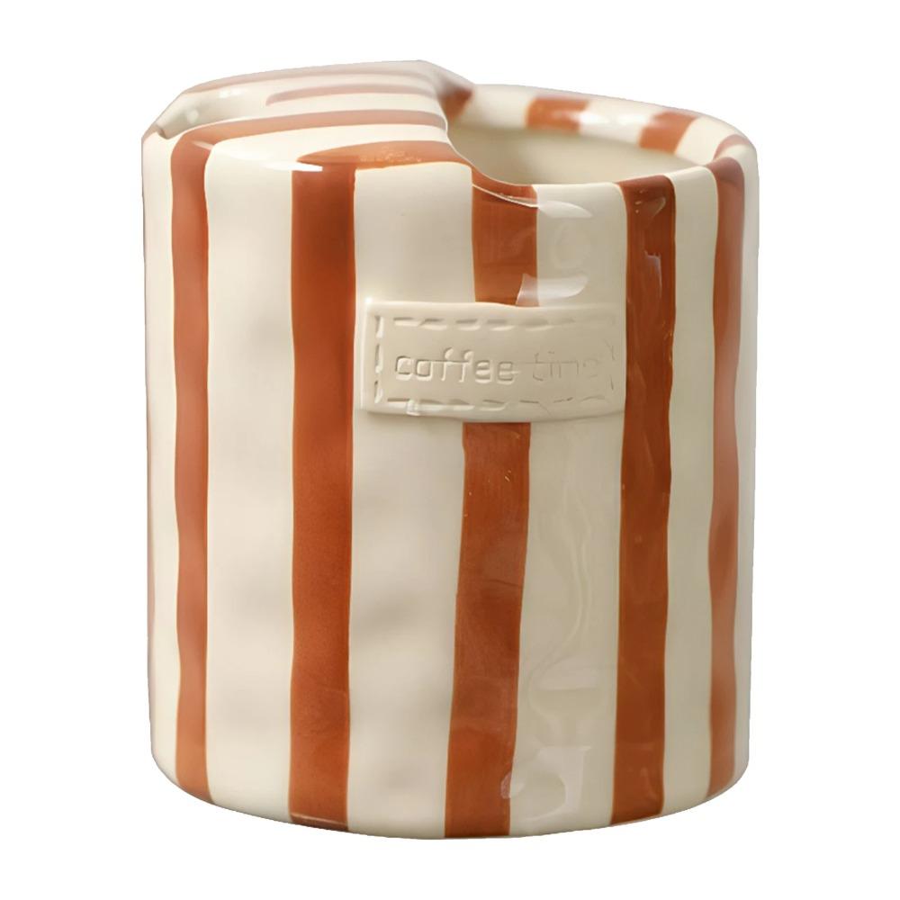 Hand-Painted Striped Ceramic Coffee Mug Novelty Porcelain Tea Cup Gift Espresso Cup  Home Breakfast