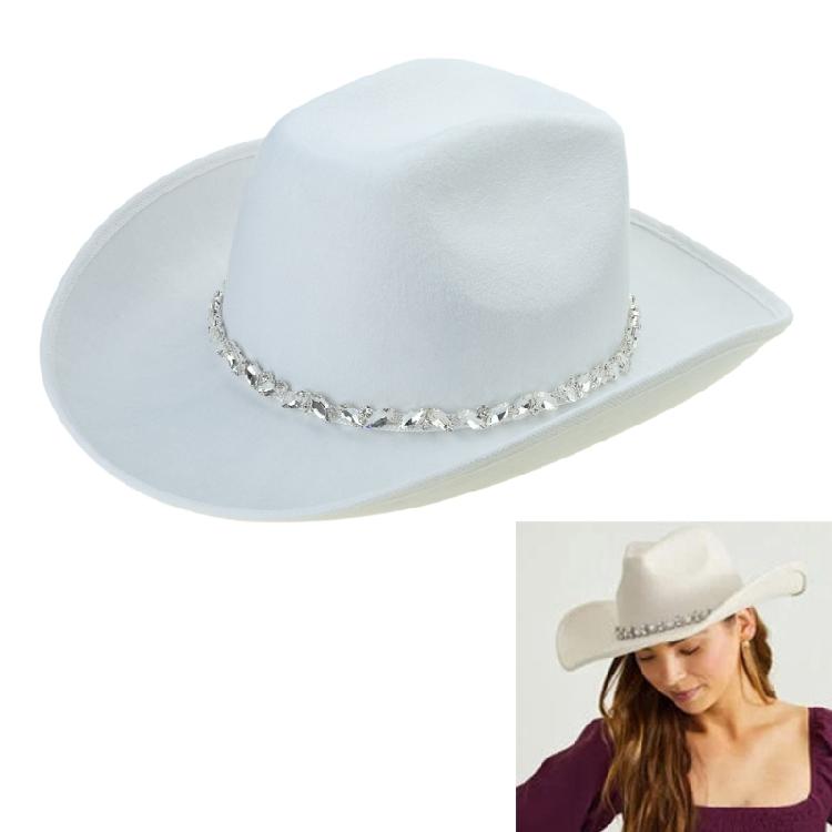 Delicate Glistening Cowgirl Hat with Rhinestones Western Cowboy Hat for Stage