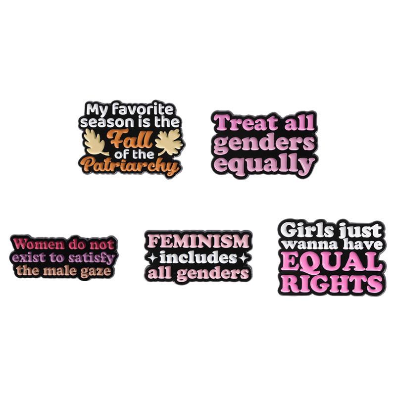 Stylish Equaiiy Series Metal Badge Unique Geometric Brooch With Colorful Lettering For Fashionable Occasions