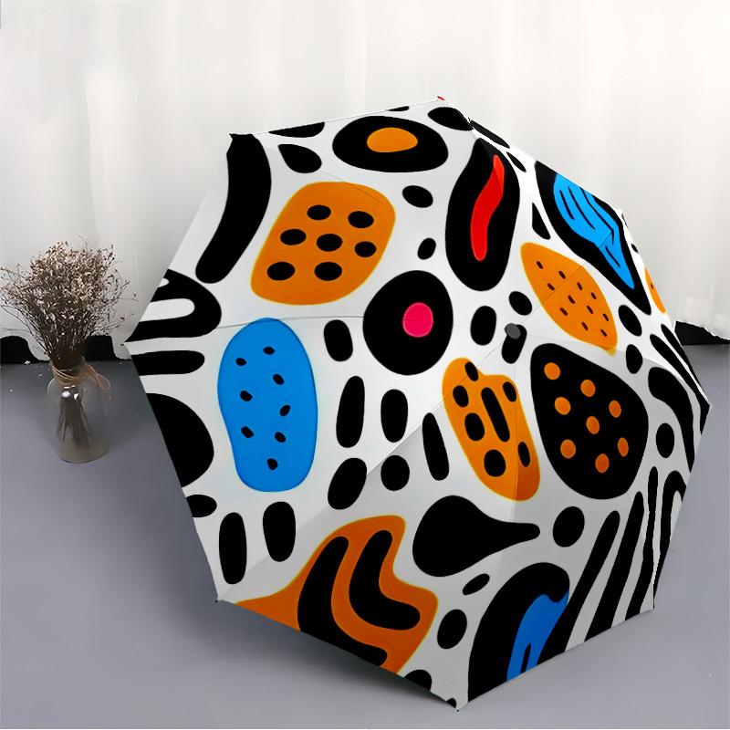 1pc Abstract Shapes Automatic Open 8-Rib Windproof Umbrella, Travel & Commuting, Suitable for All Seasons