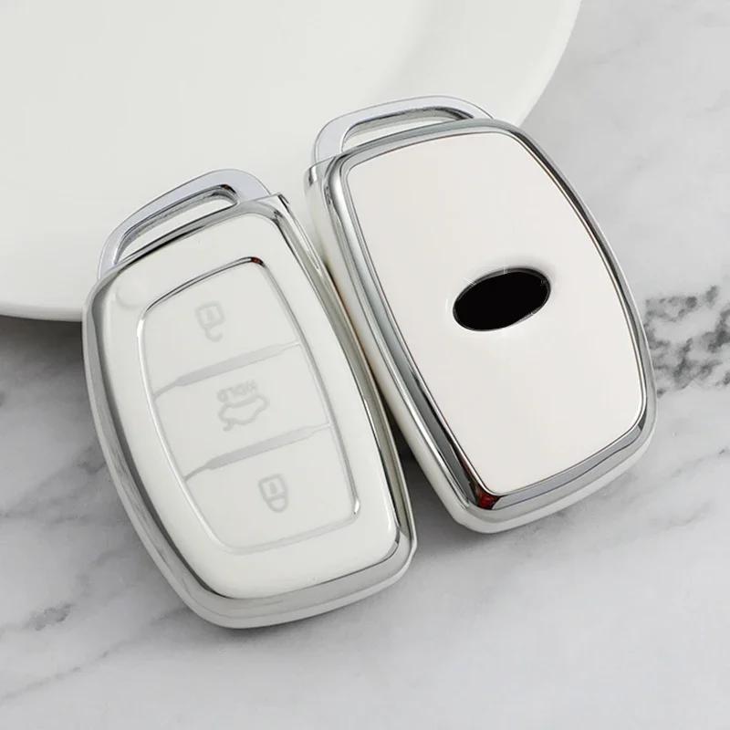For Hyundai Tucson Santa Fe Rena Sonata Elantra Creta Ix35 Ix45 I10 I30 I40 3/4 Buttons Tpu Car Smart Key Case Cover Accessories