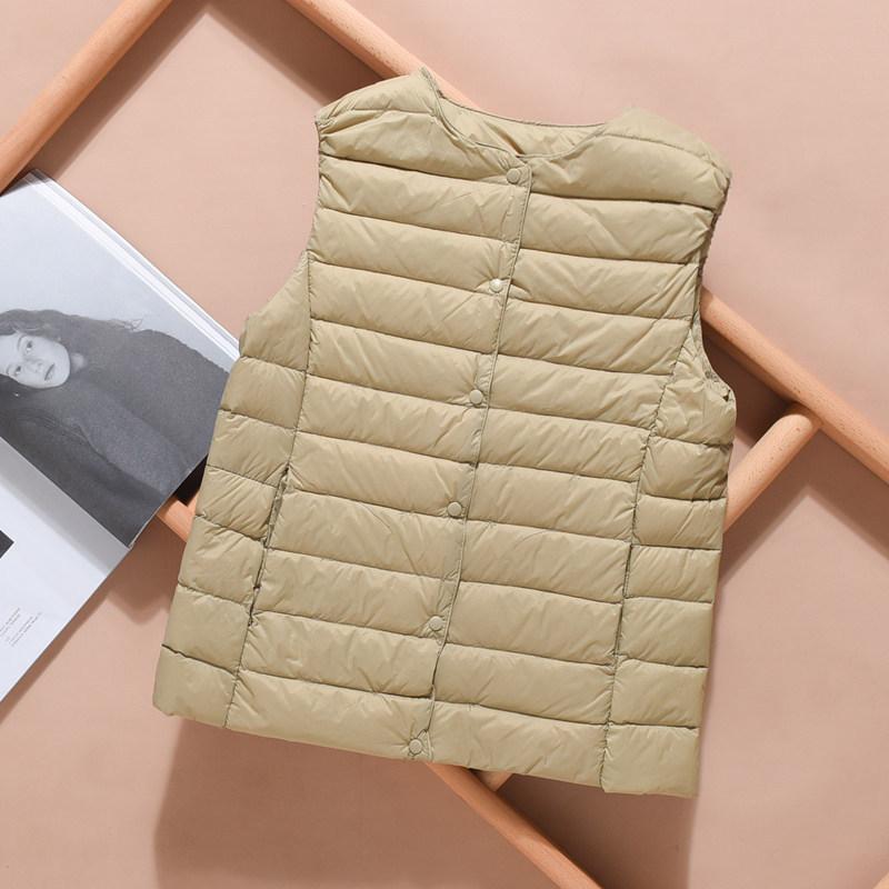 Ultralight Down Vest Women Single-breasted Sleeveless Female Duck Down Waistcoat Puffer Feather Padded Warm Jacket
