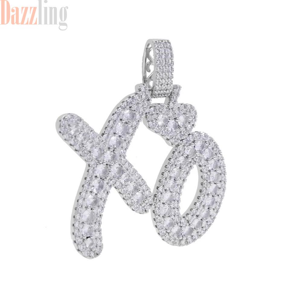 

European-American Zirconia XO Heart Pendant Necklace - Trendy Men s Hip Hop Jewelry