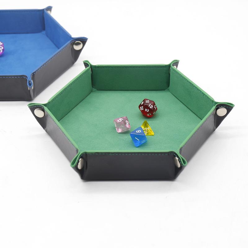 Hexagonal Velvet Dice Tray: Portable, Foldable PU Storage for Tabletop Games