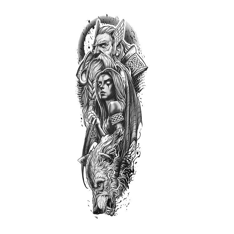 Tattoo Sticker, Flower Arm Skull Totem, Eye Of Eternal Wisdom, Wind Set Tqb Simulation Tattoo Sticker