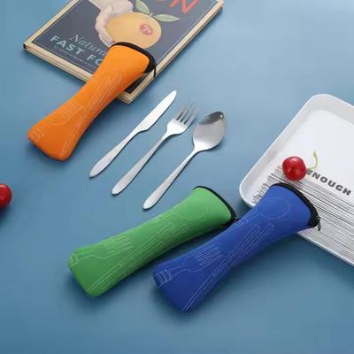 3 Pcs/Set Travel Stainless Steel Cutlery Set Storage Box Stainless Steel Outdoor Silverware Fork Spoon Chopsticks Kitchen Tools