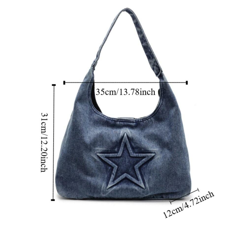 Large Capacity Canvas Shoulder Bag Leisure Women Handbag Temperament Denim Tote Bag  Women