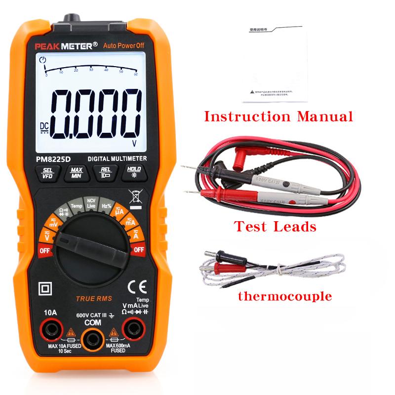 PEAKMETER PM8225D Electrician Multimeter Universal High-Precision Digital Display Smart Burn-Proof Household Electric Meter