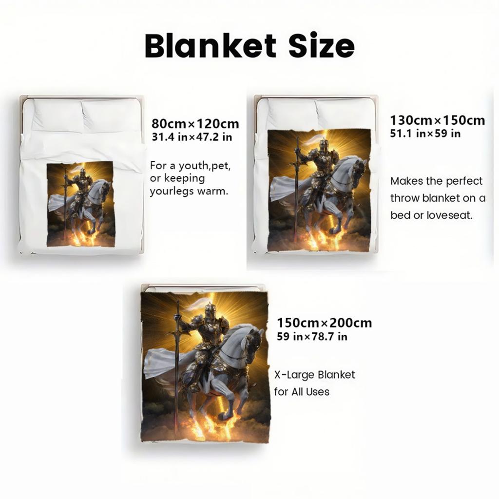 Medieval Knight Flannel Blanket – Soft, Warm & All-Season, Perfect for Camping, Picnics & Bedroom – Ideal Christmas Gift