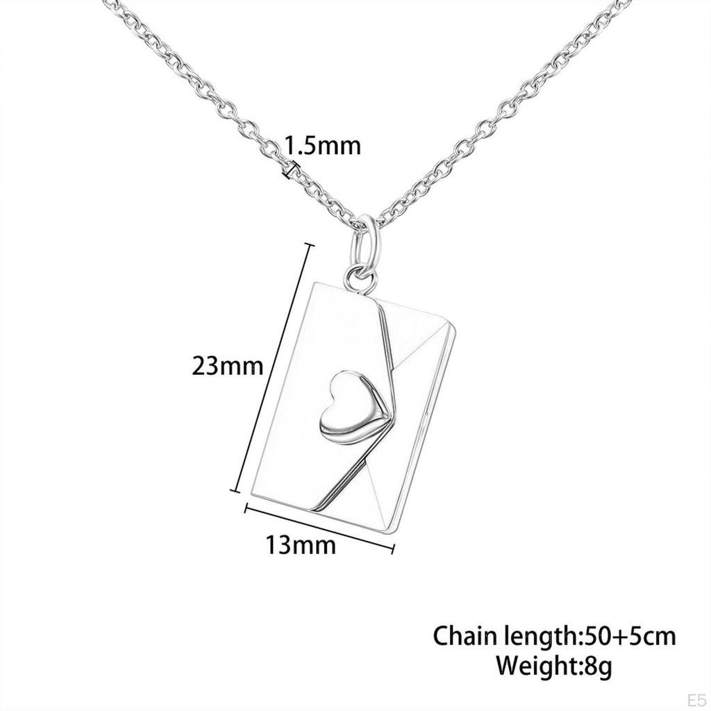 Heart Love Envelope Necklace Pendant Stainless Steel Valentine's Day Gifts Jewelry Chain for Mom Her