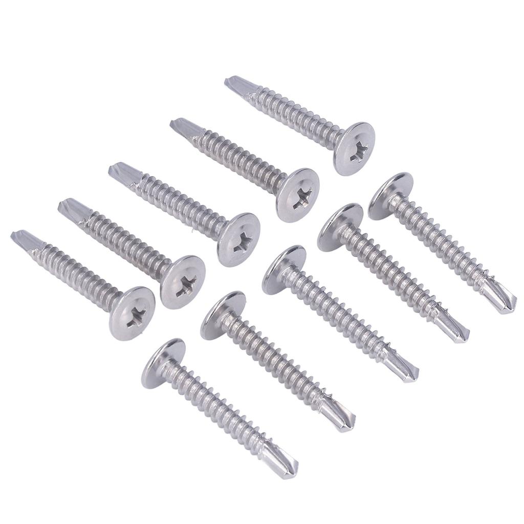 100PCS Cross Self Tapping Screws Round Washer Head Screws 410 Stainless Steel Screw Fasteners 4.8x32mm 100PCS