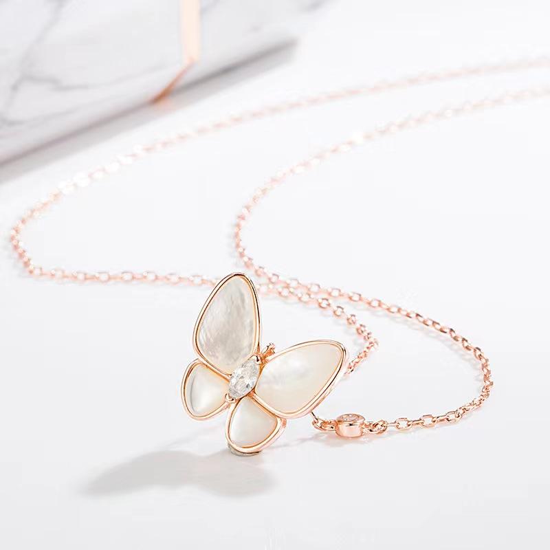 Collier papillon pour femme, pendentif coquillage de luxe, chaîne de clavicule, bijoux de marque de créateur de mode