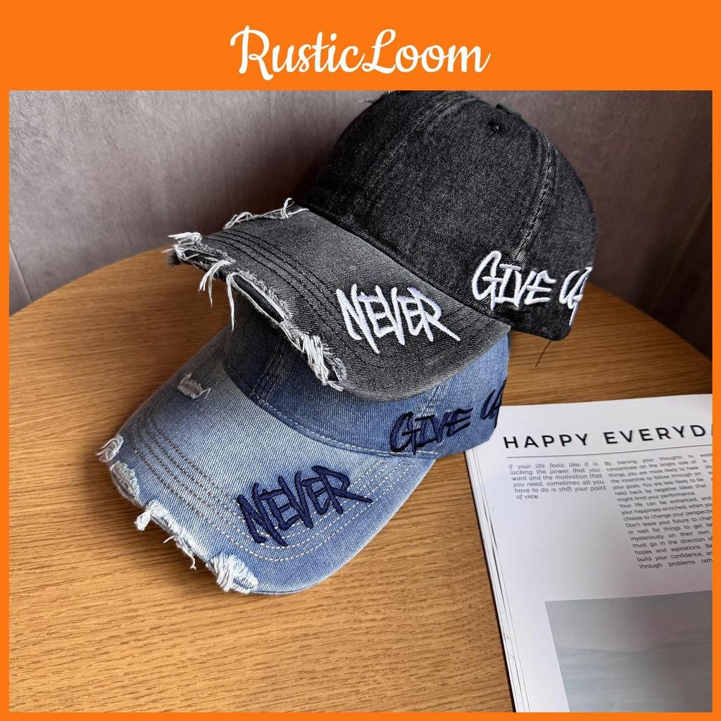 Unisex Letter Embroidery Waterwashed Denim Baseball Cap Peaked Cap For Daily Use