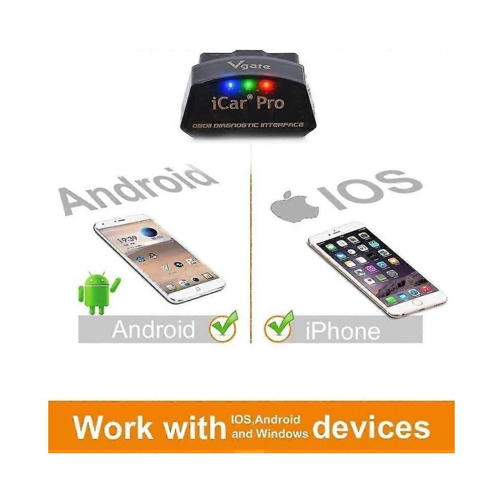 Vgate Icar Pro Bluetooth 4.0 (ble) Lettore di codici di errore OBD2 OBDII Spia motore accesa con adattatore Elm327