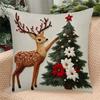 Christmas Pillow Cover Snowflake Velvet Jacquard Christmas Tree Elk Pillow Cushion Holiday Decoration Cushion Cover
