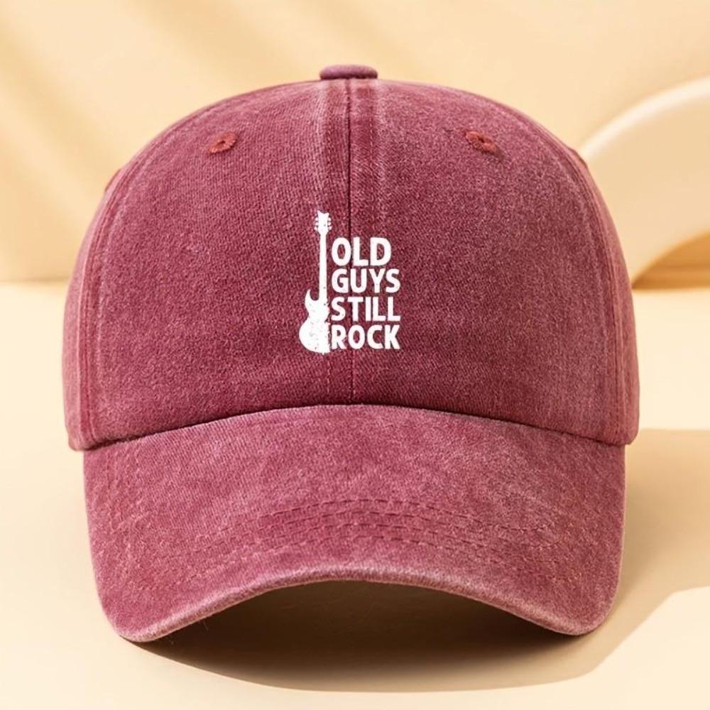 Old Guys Still Rock Guitar Graphic Washed Cotton Baseball Cap Adjustable Outdoor Casual Snapback Hat