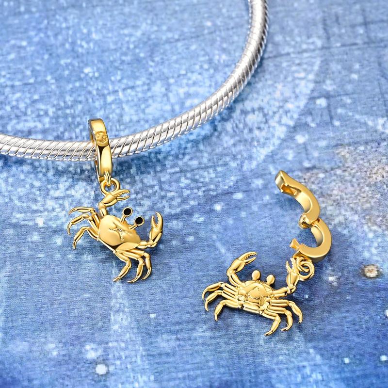 Original 925 Sterling Silver Charms Golden 12 Constellation Openable Pendant Fit Original Bracelet For Women DIY Jewelry Gift