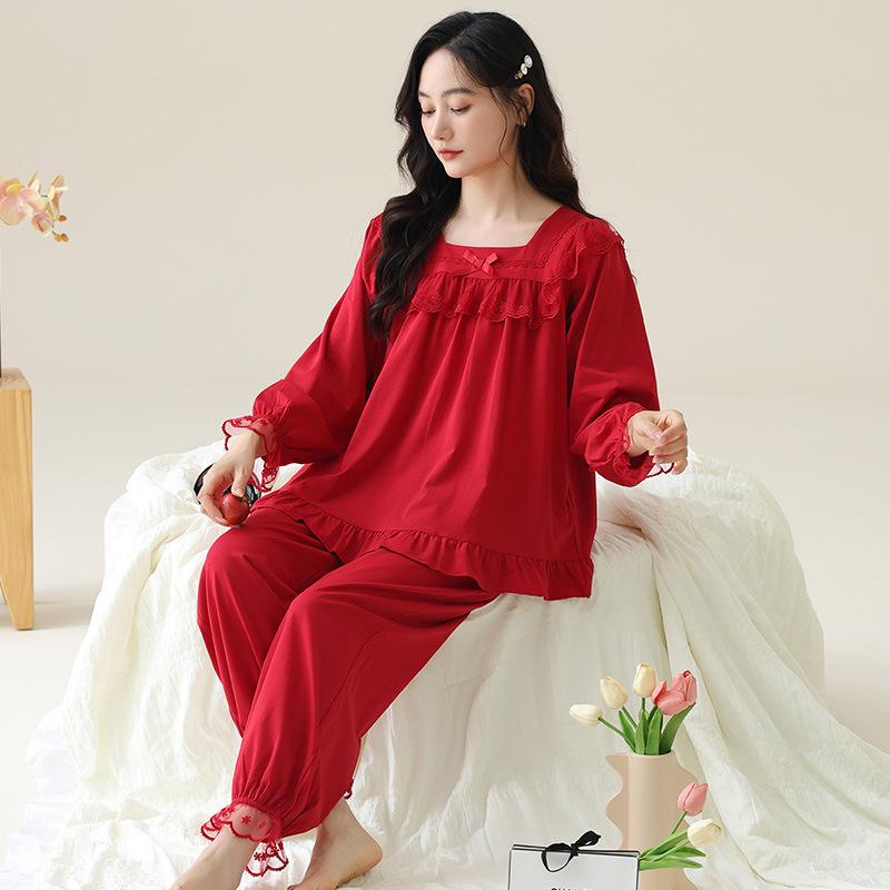 Pajamas women's spring and autumn pure cotton long-sleeved women's 1011 new autumn high-end spring and summer princess style loungewear