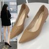 3Cm Not Tired Feet Soft Leather High Heels Women's 2025 French Stiletto 5 Pointed Middle Heel Single Shoes Versatile Work Shoes