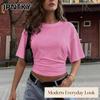 JPNTKY Damen Mode Lässig Kurzarm Rundhals Blusen & Hemden
