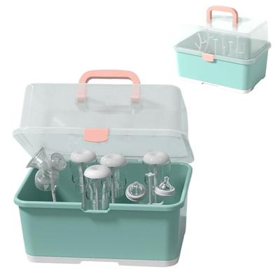 Asdays Baby Bottle Drying Storage with Large Gift Rack, Box, Dustproof, Hygienic, Cover, Portable, Capacity, (Green)