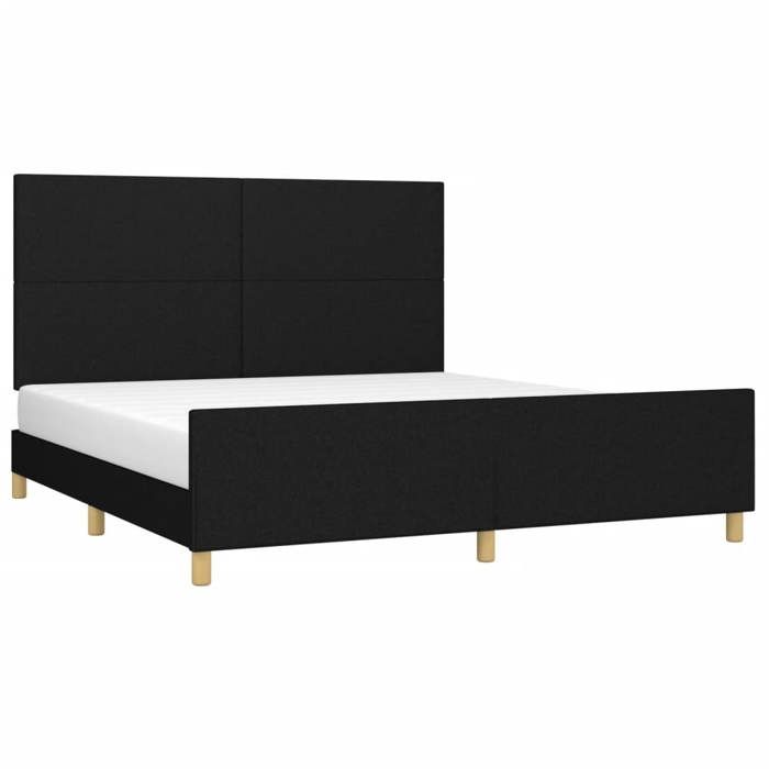VidaXL Cadre de lit avec tête de lit Noir 180 x 200 cm Tissu 3124913