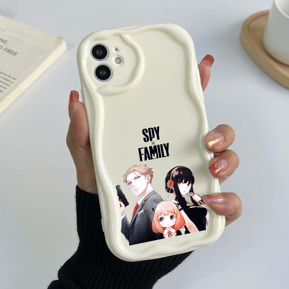 Samsung Galaxy A23 A25 für iPhone 15 Xiaomi Poco X5 Redmi 12c Huawei Honor 90 Handyhüllen NY17 Spy X Family Anime exklusive Creme Muster Soft Case