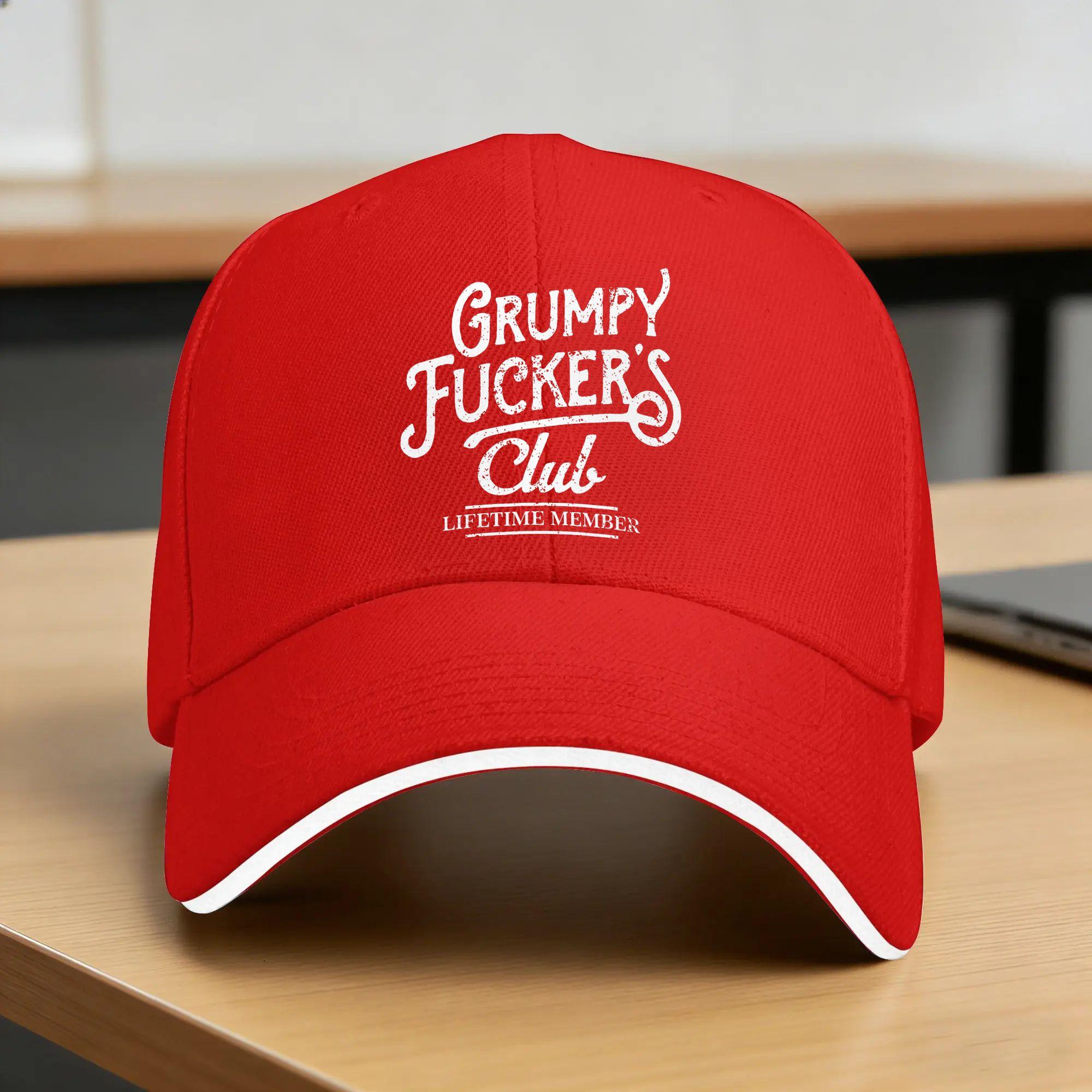 Summer Grumpy Fuckers Club Lifetime Member Sarcastic Baseball Cap Outdoor Sport Fashion Custom Sun Trucker Hat Unisex Snapback Cap One Size
