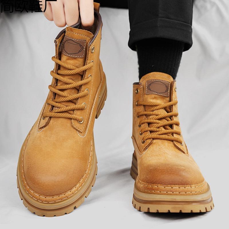 Rhubarb Boots Leather 2 Summer High Top Boots Desert Tooling Boots Locomotive