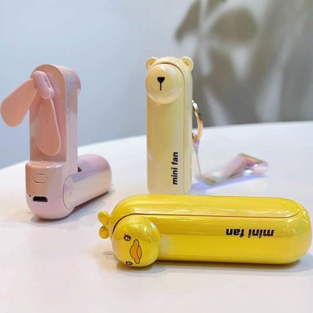 Lightweight Keychain Fan 3 Speeds Handheld Fan Small Pocket Mini Folding Fan Outdoor Travel