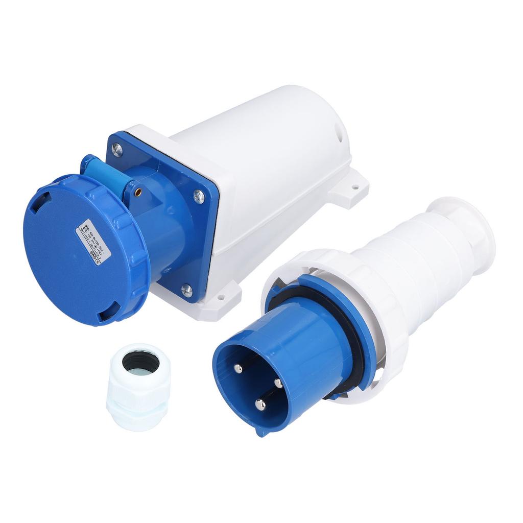 Złącze Przemysłowe Wodoodporne Kabel Przewód Wtyczka Gniazdo 3-fazowe 3-pinowe 2P+E 220250V 63A