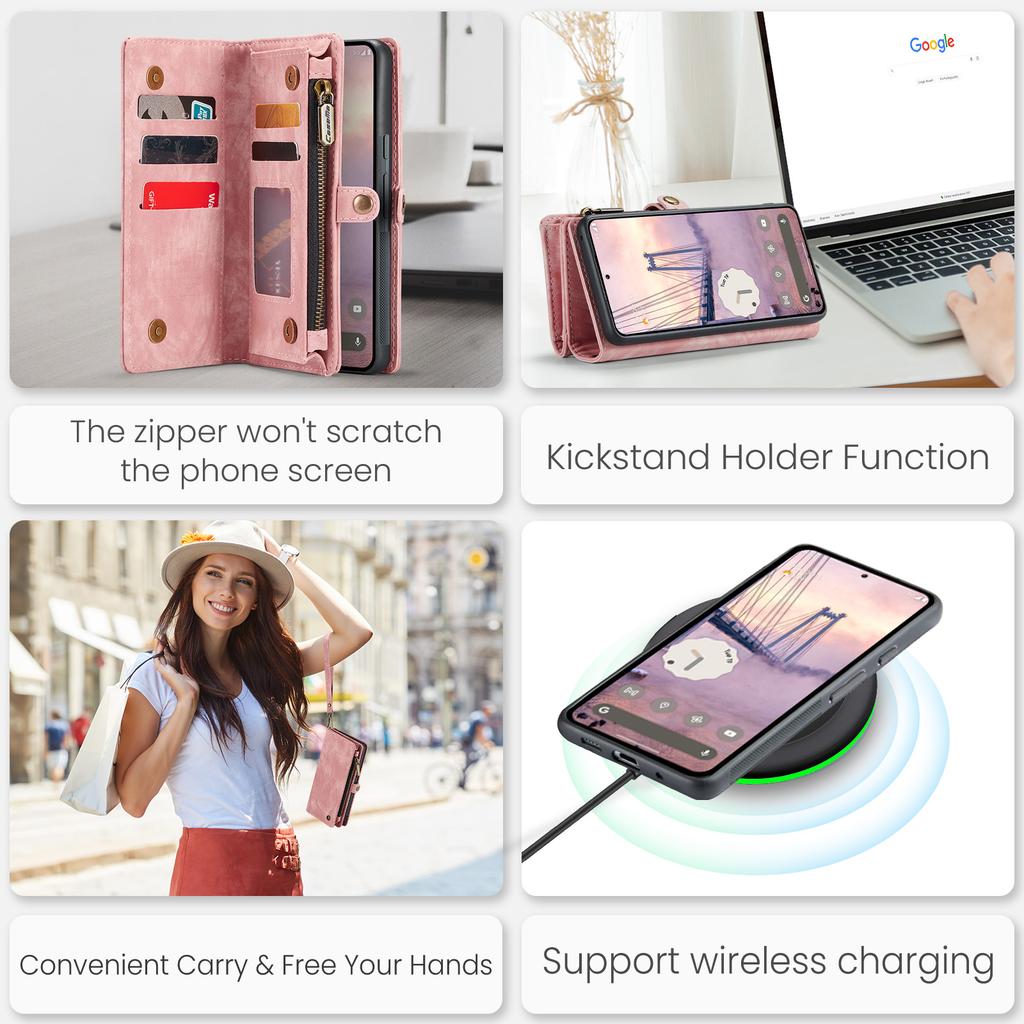 For Google Pixel 9 Pro XL Phone Cases CASEME 008 Leather Cover with Detachable Wallet and Strap