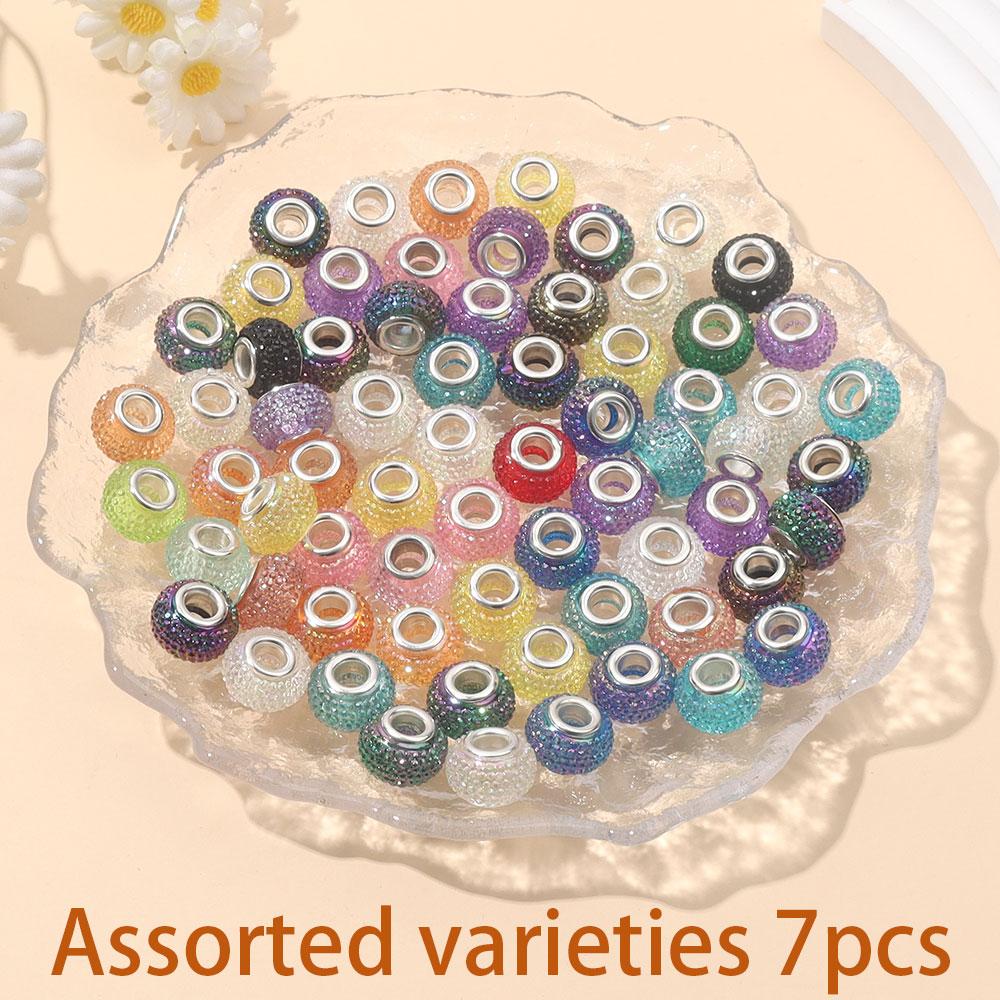 

7/14/21 шт. смоляные бусины в европейском стиле с большими отверстиями, разноцветные расфокусированные бусины 14 мм бусины в европейском стиле, самодельные смоляные бусины-разделители для браслетов, изготовление ювелирных изделий 7pcs