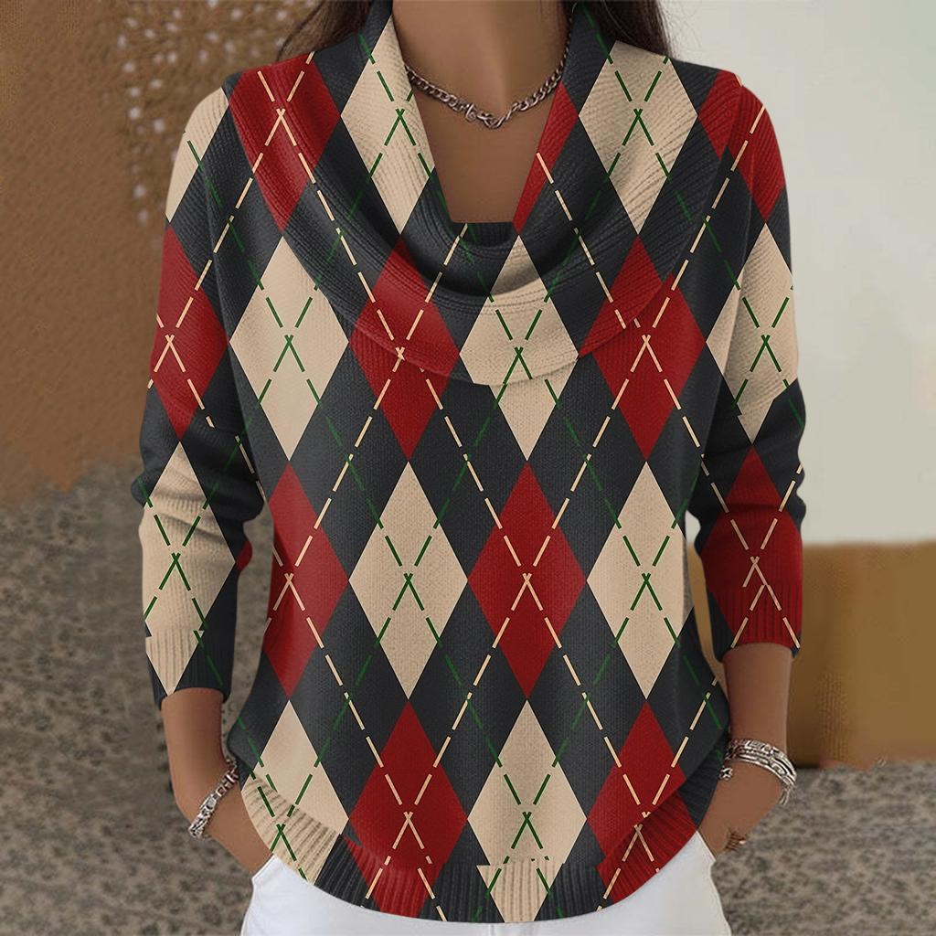 Dam Casual Och Moderiktig Rundhals Långärmad Tryckt Topp Tröja