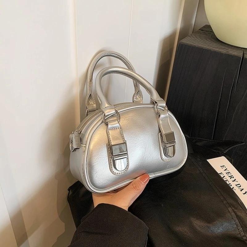 Women's Solid Zipper PU Bags Top Handle Bags Soft Interior Compartment Large Capacity Fashion New