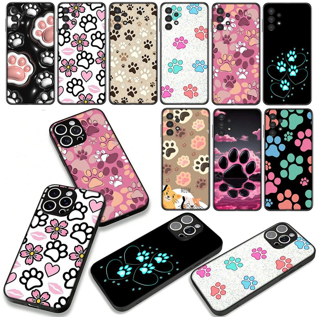 Cute Dog Cat Paw Cover Phone Case for Apple iPhone 17 16 15 11 Pro XS Max XR 6 7 8 Plus + SE 2020 5 16E